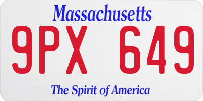 MA license plate 9PX649