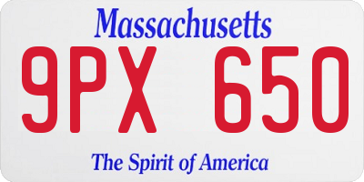 MA license plate 9PX650