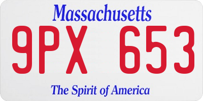 MA license plate 9PX653
