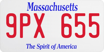 MA license plate 9PX655