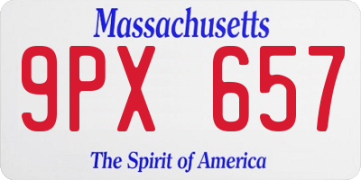 MA license plate 9PX657