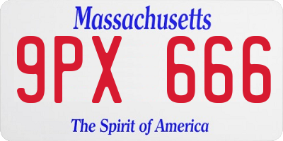 MA license plate 9PX666