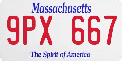 MA license plate 9PX667