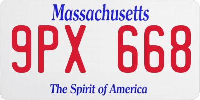 MA license plate 9PX668