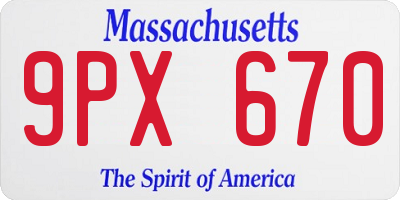 MA license plate 9PX670
