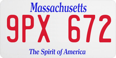MA license plate 9PX672