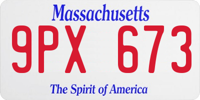 MA license plate 9PX673
