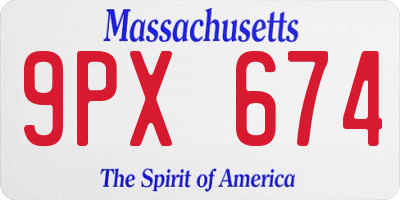 MA license plate 9PX674