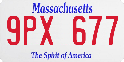 MA license plate 9PX677