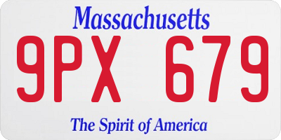 MA license plate 9PX679