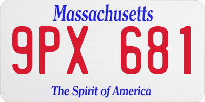 MA license plate 9PX681