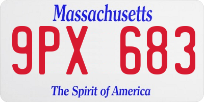 MA license plate 9PX683