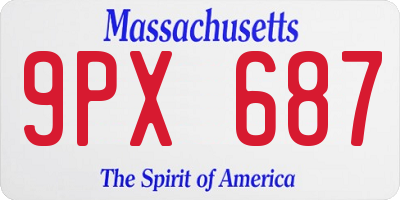 MA license plate 9PX687