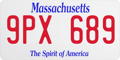 MA license plate 9PX689