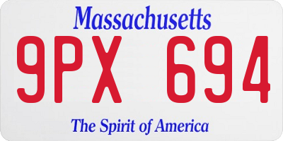 MA license plate 9PX694