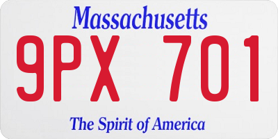 MA license plate 9PX701