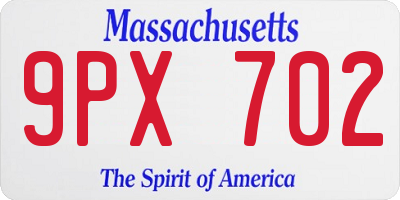 MA license plate 9PX702
