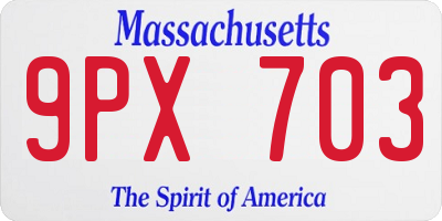 MA license plate 9PX703