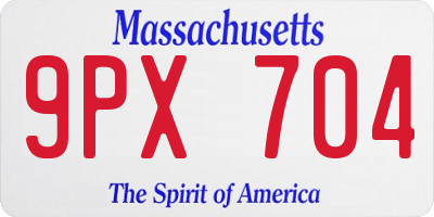 MA license plate 9PX704