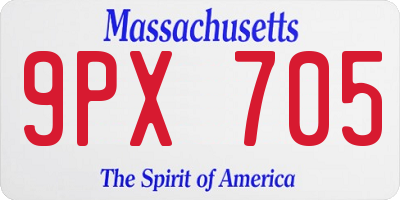MA license plate 9PX705