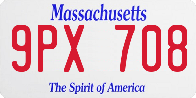 MA license plate 9PX708