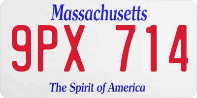 MA license plate 9PX714