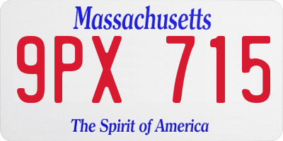 MA license plate 9PX715