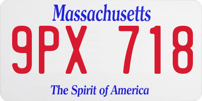 MA license plate 9PX718