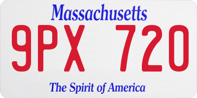 MA license plate 9PX720