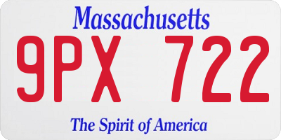 MA license plate 9PX722