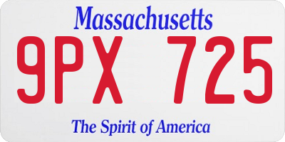 MA license plate 9PX725