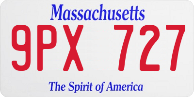 MA license plate 9PX727
