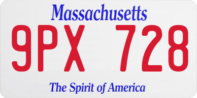 MA license plate 9PX728