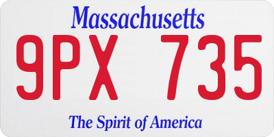 MA license plate 9PX735