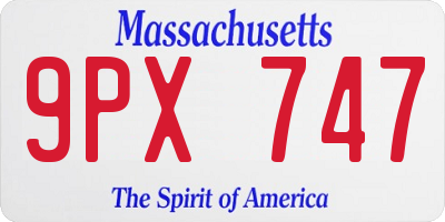 MA license plate 9PX747