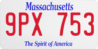 MA license plate 9PX753
