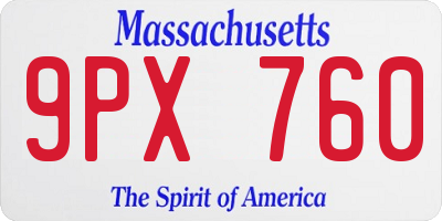 MA license plate 9PX760