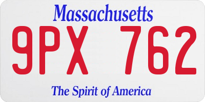 MA license plate 9PX762