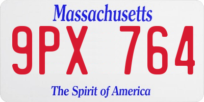 MA license plate 9PX764