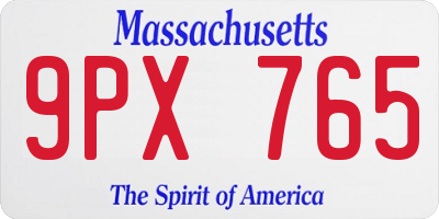 MA license plate 9PX765