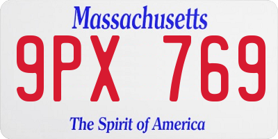 MA license plate 9PX769
