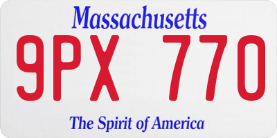 MA license plate 9PX770