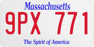 MA license plate 9PX771
