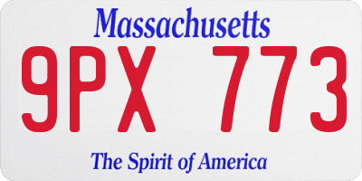 MA license plate 9PX773