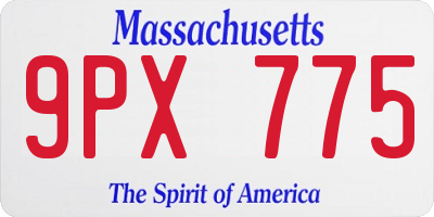 MA license plate 9PX775