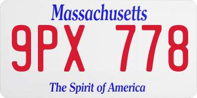 MA license plate 9PX778