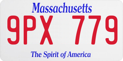MA license plate 9PX779