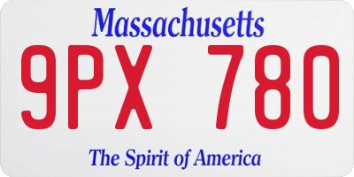 MA license plate 9PX780