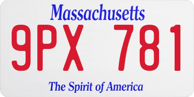 MA license plate 9PX781