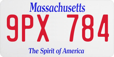 MA license plate 9PX784